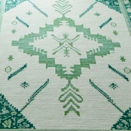 Green Medallion Wool Rug